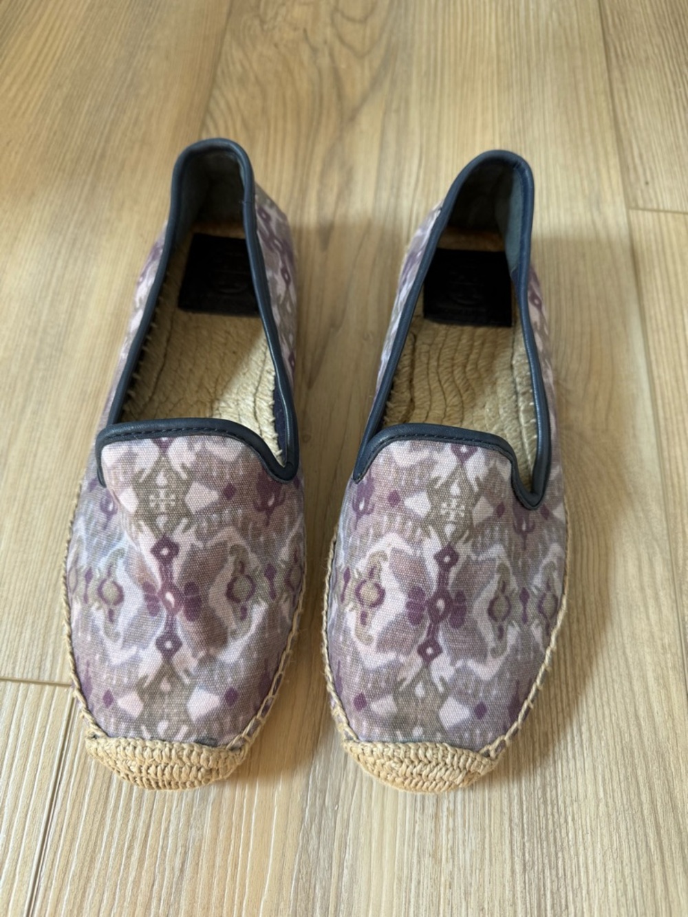Tory Burch Mauve Patterned Espadrille Slip-Ons